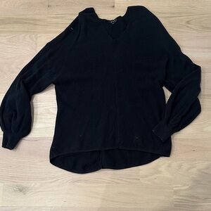 1.STATE Black V-Neck Waffle Knit Top